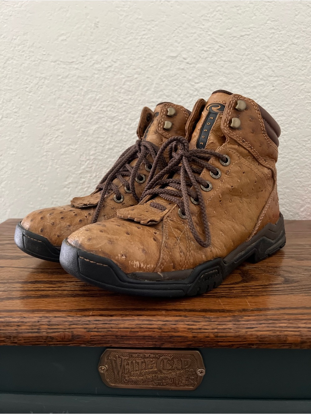 Vintage Roper Men's Stirrup Ostrich Print Chukka Casual Ankle Boots Size 10